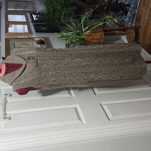 LRL LAUREN JEANS CO. WOOL BLEND CABLE KNIT GREY BROWN SWEATER DRESS